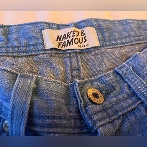 Naked & Famous Weird Guy Sz 32 light blue jeans